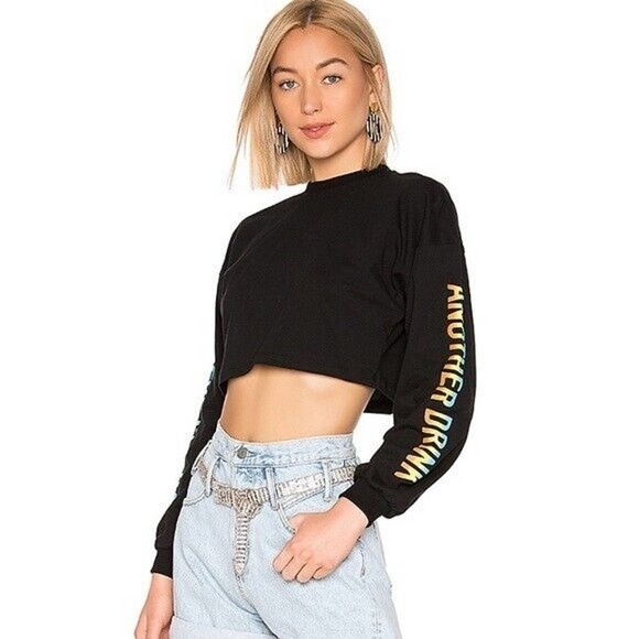 LPA Revolve Womens M Cropped Long Sleeve Hae Another Drink Top - Picture 1 of 7